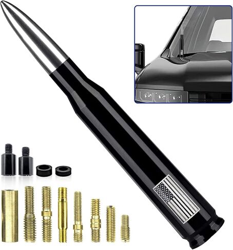 Pack-1 Car Truck Bullet Antenna, 5.4" x 0.78" Vehicle Short Antenna, Universal Antenna Replacement for Ford, Dodge, Chevrolet, GMC, Jeep, Toyota (American Flag Black) in Kuwait
