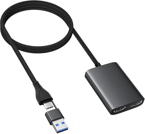 محول USB C/A إلى HDMI مزدوج لشاشتين | محول شاشة العرض والانعكاس الموسع لجهاز MacBook Pro Air M1 M2 Windows 10 11 | عرض 3 شاشات منفصلة in Kuwait