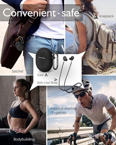 أطراف أذن من إسفنج الذاكرة AHBTEYM لـ Google Pixel Buds Pro، غطاء حافظة من السيليكون مع سلسلة مفاتيح، حزام مضاد للفقد، أطراف إسفنجية لـ Pixel Buds Pro 3 أزواج S/M/L (حافظة من عشب الليمون + حزام من عشب الليمون + أطراف أذن سوداء) in Kuwait