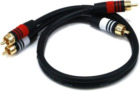 Monoprice 1.5ft Premium 2 RCA Plug/2 RCA Plug M/M 22AWG Cable - أسود - (105346) in Kuwait