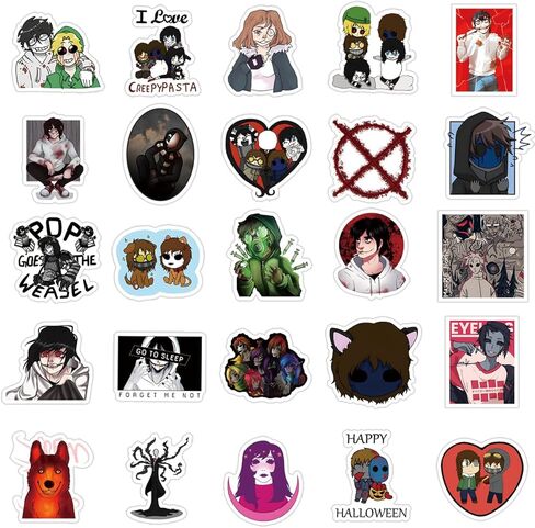 مجموعة ملصقات Creepypasta Merch مكونة من 62 قطعة، ملصقات لاصقة مقاومة للماء من الفينيل لرعب الرعب والإثارة والهالوين لزجاجة المياه، والكمبيوتر المحمول، والهاتف، ولوح التزلج، وسجلات القصاصات، والغوتير، وهدايا ممتصة للصدمات للمراهقين والبالغين in Kuwait