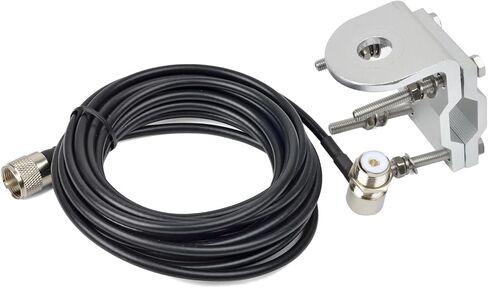 Universal Heavy Duty Roll Bar/Mirror Mounting Bracket, Aluminum Anti-Corrosion Antenna Mount for Mobile Outdoor Base Antenna with 3/8 x 24 Antenna Stud CB Adapter (Bracket with 10mmHole) in Saudi Arabia