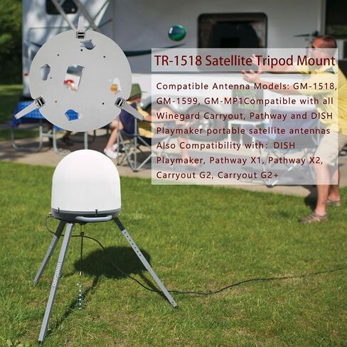 TR-1518 Satellite Tripod Mount, Compatible with Carryout/Pathway/Playmaker | Dish Tripod Stand, Fit for Carryout GM-1518/GM-1599/GM-MP1, Pathway/Playmaker RV Satellite Antennas, Adjustable Ht 14.5"-22" in Saudi Arabia
