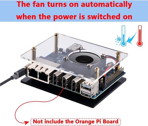حافظة DVOZVO Orange Pi 5 Plus مع مجموعة إمداد الطاقة، حافظة Orange Pi 5 Plus مع مروحة 40 مم، 4 قطع مبددات حرارة من الألومنيوم، مصدر طاقة 20 وات 5 فولت 4 أمبير من النوع C لـ Orange Pi 5 Plus 4 جيجابايت/8 جيجابايت/16 جيجابايت in Kuwait