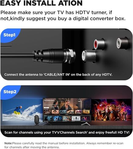 هوائي تلفزيون معزز للإشارة 2023 مع نطاق تغطية يزيد عن 570 ميلًا يدعم 4K 8K 1080p للتلفزيون عالي الدقة الذكي وأجهزة التلفزيون الأقدم، وكابل HDTV للإشارة الداخلية بطول 18 قدمًا in Kuwait