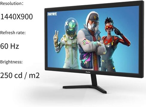 شاشة كمبيوتر 19 بوصة (1440x900)، 60 هرتز، 5 مللي أمتاس، سطوع 250 cd/m²، مكبر صوت مدمج، واجهة HDMI & VGA وشاشة عرض للكمبيوتر المحمول/PS3/PS4/X-Box/PC، أسود in Kuwait
