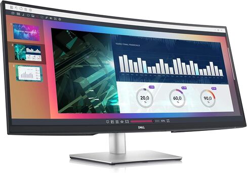 شاشة Dell P3421W مقاس 34 بوصة فائقة الدقة WQHD بدقة 3440 × 1440 ونسبة عرض إلى ارتفاع تبلغ 21:9 وشاشة USB-C منحنية قابلة لضبط الارتفاع (متجددة) in Kuwait