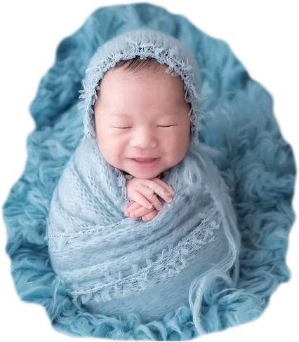 Baby Photography Props Luxurious Lace Hat with Blanket Newborn Photo Shoot Outfits Infant Princess Photos Hats Wrap Set (Beige) in Saudi Arabia