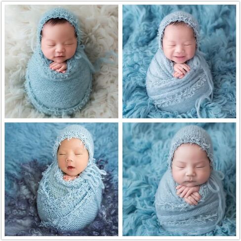 Baby Photography Props Luxurious Lace Hat with Blanket Newborn Photo Shoot Outfits Infant Princess Photos Hats Wrap Set (Beige) in Saudi Arabia