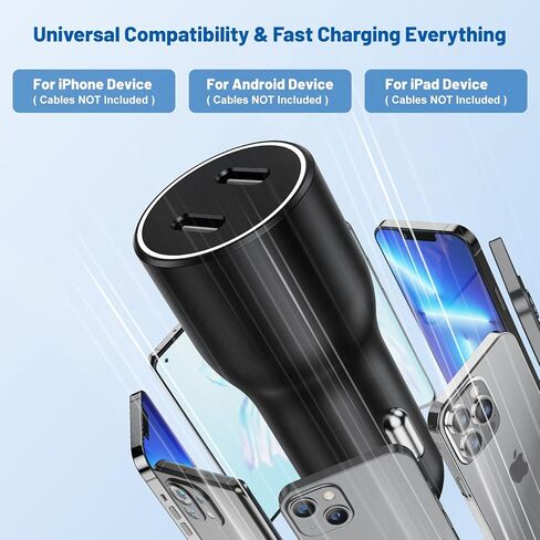 محول شاحن سيارة USB C مزدوج 45 وات، محول ولاعة سجائر USB من النوع C شاحن سريع PD3.0 منفذ سيارة شاحن هاتف USB C cargador de carro لهاتف iPhone 15/14/13 Pro Max وiPad Pro وSamsung Galaxy S22/S21 in Kuwait