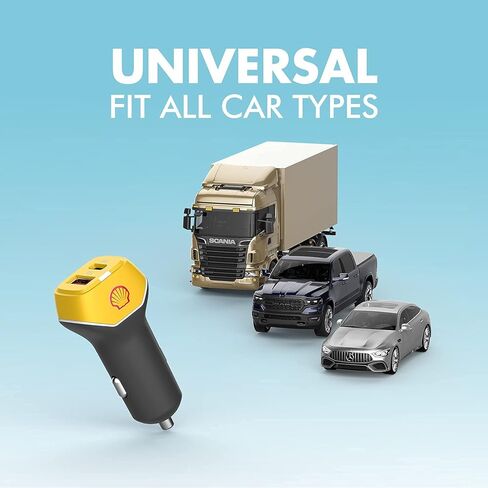 Shell Dual USB C Car Charger 38W Mini Quick USB Power Adapter, 20W PD USB C + 18W QC USB A Fast Charging for iPhone 12/Pro/Max/Mini/Magnet Snap, iPad Air/Mini, Android, and More. in Kuwait