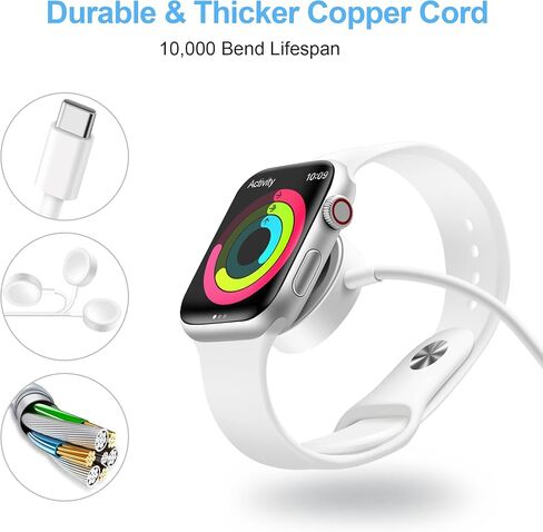 Upgraded for Apple Watch Charger USB C, [MFi Certified] 2Pack iWatch Charger Cable Magnetic Wireless Portable Fast Charging Cord Compatible with Apple Watch Series Ultra/9/8/7/6/5/4/3/2/1/SE(3.3FT/1M) in Kuwait
