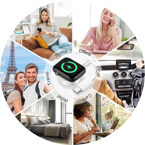 Upgraded for Apple Watch Charger USB C, [MFi Certified] 2Pack iWatch Charger Cable Magnetic Wireless Portable Fast Charging Cord Compatible with Apple Watch Series Ultra/9/8/7/6/5/4/3/2/1/SE(3.3FT/1M) in Kuwait