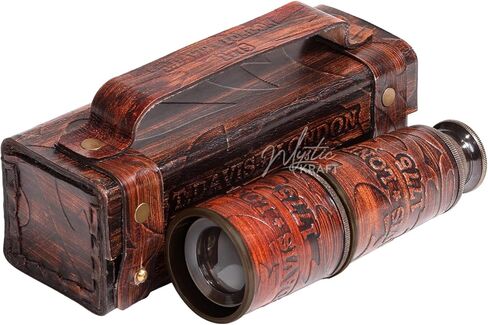 MYSTICKRAFT - تلسكوب مصنوع يدويًا - تلسكوب نحاسي قرصان - تلسكوب مزخرف مع بصريات زجاجية - تلسكوب أحادي العين قابل للطي من Spyglass بدقة عالية in Kuwait