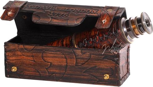 MYSTICKRAFT - تلسكوب مصنوع يدويًا - تلسكوب نحاسي قرصان - تلسكوب مزخرف مع بصريات زجاجية - تلسكوب أحادي العين قابل للطي من Spyglass بدقة عالية in Kuwait