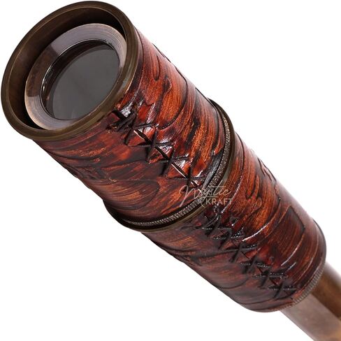 MYSTICKRAFT - تلسكوب مصنوع يدويًا - تلسكوب نحاسي قرصان - تلسكوب مزخرف مع بصريات زجاجية - تلسكوب أحادي العين قابل للطي من Spyglass بدقة عالية in Kuwait