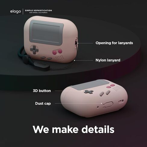 elago AW5 متوافق مع حافظة AirPods Pro الجيل الثاني (2022)، حافظة بتصميم كلاسيكي لوحدة التحكم في الألعاب المحمولة متوافقة مع AirPods Pro 2، حبل متضمن [أسود] in Kuwait