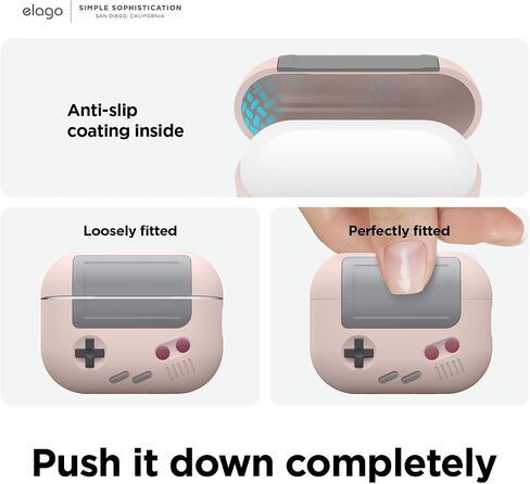 elago AW5 متوافق مع حافظة AirPods Pro الجيل الثاني (2022)، حافظة بتصميم كلاسيكي لوحدة التحكم في الألعاب المحمولة متوافقة مع AirPods Pro 2، حبل متضمن [أسود] in Kuwait