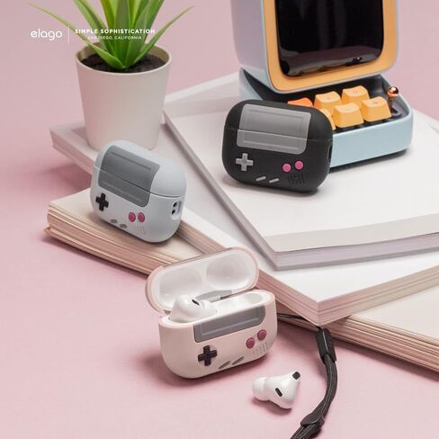 elago AW5 متوافق مع حافظة AirPods Pro الجيل الثاني (2022)، حافظة بتصميم كلاسيكي لوحدة التحكم في الألعاب المحمولة متوافقة مع AirPods Pro 2، حبل متضمن [أسود] in Kuwait