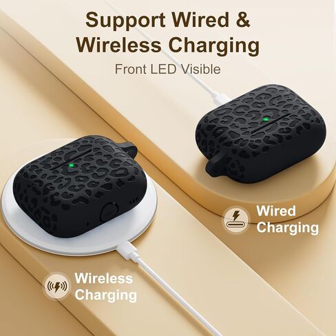 DGege متوافق مع حافظة Airpods Pro الجيل الثاني، غطاء حماية كامل من السيليكون الناعم الناعم لهاتف Apple AirPods Pro Case 2nd/Airpod Pro، غطاء أمامي LED مرئي، أسود in Kuwait
