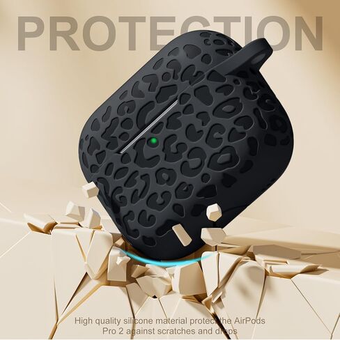 DGege متوافق مع حافظة Airpods Pro الجيل الثاني، غطاء حماية كامل من السيليكون الناعم الناعم لهاتف Apple AirPods Pro Case 2nd/Airpod Pro، غطاء أمامي LED مرئي، أسود in Kuwait
