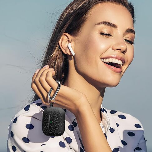 DGege متوافق مع حافظة Airpods Pro الجيل الثاني، غطاء حماية كامل من السيليكون الناعم الناعم لهاتف Apple AirPods Pro Case 2nd/Airpod Pro، غطاء أمامي LED مرئي، أسود in Kuwait