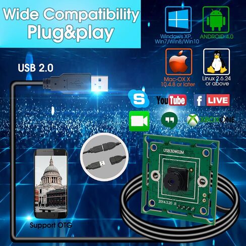 ELP VGA Super Mini USB Camera Module with 100degree Lens 480P 60fps Webcam in Kuwait