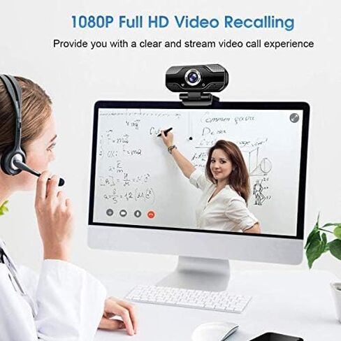 كاميرا ويب عالية الدقة 1080 بكسل مع ميكروفون 30 إطارًا في الثانية كاميرا كمبيوتر USB كاميرا ويب للكمبيوتر المحمول أو كاميرا ويب لسطح المكتب لعقد مؤتمرات الفيديو والتسجيل والبث، وميكروفون مدمج، والتوصيل والتشغيل in Kuwait