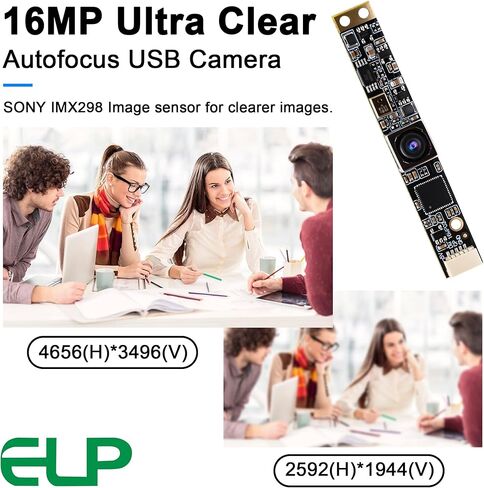 Webcamera_usb 16mp وحدة كاميرا USB ذات التركيز التلقائي مع ميكروفون للكمبيوتر الصغير وكاميرا Lightburn المصغّر USB للأمان وكاميرا الكمبيوتر CCTV فيديو بالليزر ولوحة كاميرا ويب (68 درجة بدون عدسة تشويه) in Kuwait