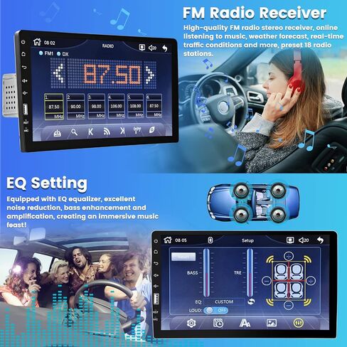 راديو السيارة ستيريو سيارة أحادي الدين مع Apple Carplay Android Auto، راديو FM/AM Hikity 9 بوصة شاشة تعمل باللمس بلوتوث أجهزة استقبال صوت السيارة تدعم وصلة مرآة الهاتف USB التحكم في عجلة القيادة + كاميرا احتياطية in Kuwait