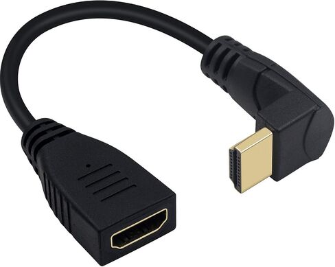 Poyiccot 8K HDMI Extension Cable, Short 90 Degree Right Angle Male to Female HDMI 2.1 Cable Adapter 48Gbps with 8K@60Hz Video & 3D HDR for TV/Xbox /PS4 /PS5 (Right M/F), 0.5feet in Kuwait