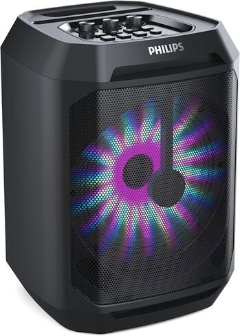 Philips Party Bluetooth Speaker – 30W Portable Bluetooth Speaker with Bass Boost, 8 in. Woofer, Lights, 7 Hr. Playback, & Mic Input – Wireless, Loud Bluetooth Speaker for Home, Outdoors & More in Saudi Arabia