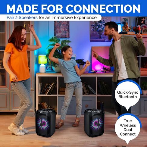 Philips Party Bluetooth Speaker – 30W Portable Bluetooth Speaker with Bass Boost, 8 in. Woofer, Lights, 7 Hr. Playback, & Mic Input – Wireless, Loud Bluetooth Speaker for Home, Outdoors & More in Saudi Arabia