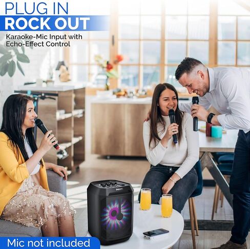 Philips Party Bluetooth Speaker – 30W Portable Bluetooth Speaker with Bass Boost, 8 in. Woofer, Lights, 7 Hr. Playback, & Mic Input – Wireless, Loud Bluetooth Speaker for Home, Outdoors & More in Saudi Arabia