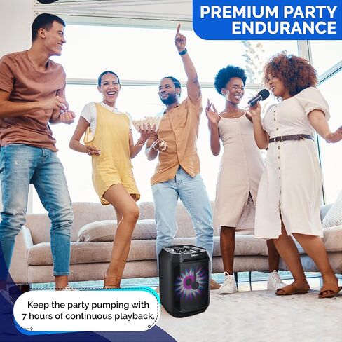 Philips Party Bluetooth Speaker – 30W Portable Bluetooth Speaker with Bass Boost, 8 in. Woofer, Lights, 7 Hr. Playback, & Mic Input – Wireless, Loud Bluetooth Speaker for Home, Outdoors & More in Saudi Arabia