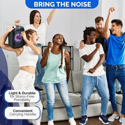 Philips Party Bluetooth Speaker – 30W Portable Bluetooth Speaker with Bass Boost, 8 in. Woofer, Lights, 7 Hr. Playback, & Mic Input – Wireless, Loud Bluetooth Speaker for Home, Outdoors & More in Saudi Arabia