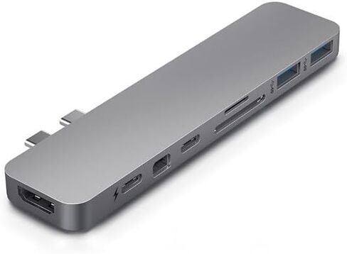محول HyperDrive Mac USB C Hub، Sanho USB Type C متعدد المنافذ Hub MacBook Pro 2020 2019 2018-2016، MacBook Air 8 في 2 دونغل مع USB-C 100W PD، 4K HDMI، MiniDP، قارئ بطاقة microSD/SD، 2xUSB أ- الفضة in Kuwait