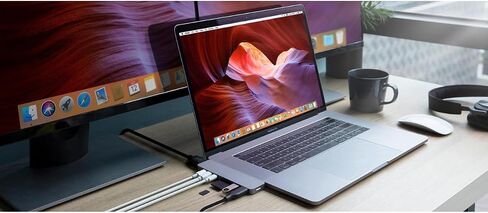 محول HyperDrive Mac USB C Hub، Sanho USB Type C متعدد المنافذ Hub MacBook Pro 2020 2019 2018-2016، MacBook Air 8 في 2 دونغل مع USB-C 100W PD، 4K HDMI، MiniDP، قارئ بطاقة microSD/SD، 2xUSB أ- الفضة in Kuwait