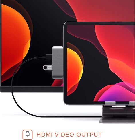 محول Satechi Aluminium Type-C Mobile Pro Hub مع شحن USB-C PD، 4K HDMI، USB 3.0 و3.5 ملم مقبس سماعة الرأس - متوافق مع 2021 iPad Pro M1، iPad Mini 6 Gen، 2020/2018 iPad Pro (رمادي فضائي) in Kuwait