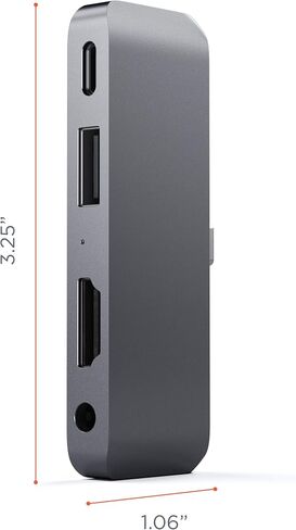 محول Satechi Aluminium Type-C Mobile Pro Hub مع شحن USB-C PD، 4K HDMI، USB 3.0 و3.5 ملم مقبس سماعة الرأس - متوافق مع 2021 iPad Pro M1، iPad Mini 6 Gen، 2020/2018 iPad Pro (رمادي فضائي) in Kuwait
