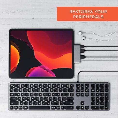 محول Satechi Aluminium Type-C Mobile Pro Hub مع شحن USB-C PD، 4K HDMI، USB 3.0 و3.5 ملم مقبس سماعة الرأس - متوافق مع 2021 iPad Pro M1، iPad Mini 6 Gen، 2020/2018 iPad Pro (رمادي فضائي) in Kuwait