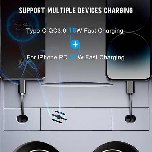 قاعدة شحن متوافقة مع موزع USB من تيسلا مع كيبلات شحن قابلة للسحب والعلاج العطري ووحدة التحكم المركزية لسيارة تسلا موديل 3/Y 2021 2022 2023 in Kuwait