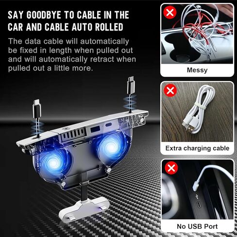 قاعدة شحن متوافقة مع موزع USB من تيسلا مع كيبلات شحن قابلة للسحب والعلاج العطري ووحدة التحكم المركزية لسيارة تسلا موديل 3/Y 2021 2022 2023 in Kuwait