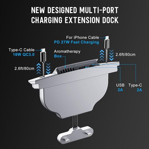 قاعدة شحن متوافقة مع موزع USB من تيسلا مع كيبلات شحن قابلة للسحب والعلاج العطري ووحدة التحكم المركزية لسيارة تسلا موديل 3/Y 2021 2022 2023 in Kuwait