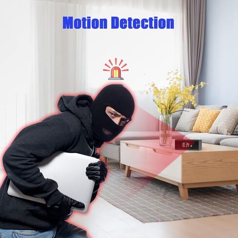 كاميرا واي فاي مخفية للتجسس، ساعة منبه مع مكبر صوت بلوتوث - ضوء مزاجي محيطي - كاميرا مربية عالية الدقة مع رؤية ليلية ومنبه كشف الحركة، تسجيل أمني مع تطبيق الهاتف للخارج/المنزل in Kuwait