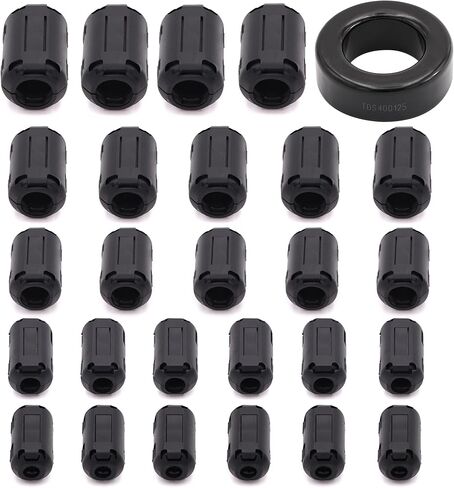 تايجويهوا 27 قطعة مشبك كابل مانع للضوضاء RFI EMI لكيبل بقطر 3 ملم/ 5 ملم/ 7 ملم/ 9 ملم/ 13 ملم مع حلقة فريت 40×24×16 ملم من الحديد الحلقي (اسود) in Kuwait