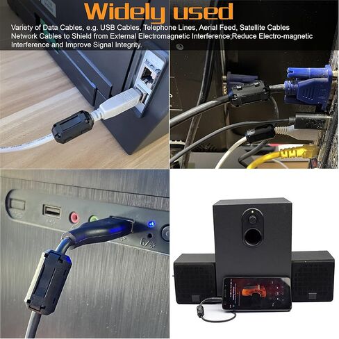 تايجويهوا 27 قطعة مشبك كابل مانع للضوضاء RFI EMI لكيبل بقطر 3 ملم/ 5 ملم/ 7 ملم/ 9 ملم/ 13 ملم مع حلقة فريت 40×24×16 ملم من الحديد الحلقي (اسود) in Kuwait