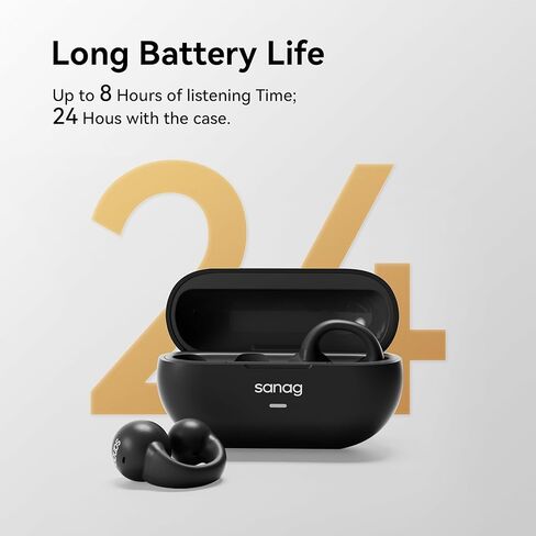سماعات أذن لاسلكية مفتوحة الأذن من Sanag مزودة بتقنية البلوتوث 5.3 ومشبك على سماعات الرأس الصغيرة مع ميكروفون تعمل على مدار 24 ساعة وحقيبة شحن مقاومة للماء لتمارين الجيم والجري والرياضة in Kuwait