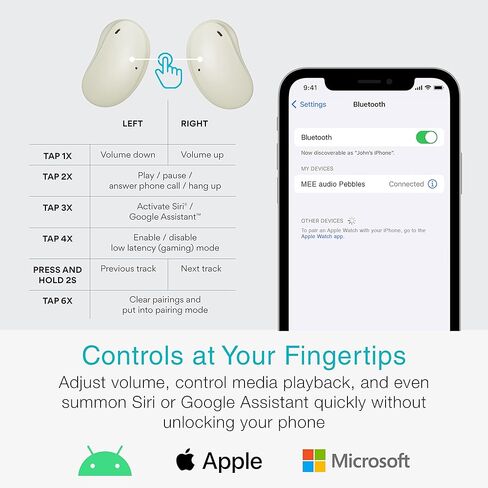 سماعات أذن MEE audio Pebbles True اللاسلكية - بلوتوث 5.3 سماعات رأس خفيفة الوزن داخل الأذن مع ميكروفون سماعة رأس وتقليل ضوضاء المكالمات للصالة الرياضية/التمارين/الرياضة والألعاب، ذهبي وردي in Kuwait