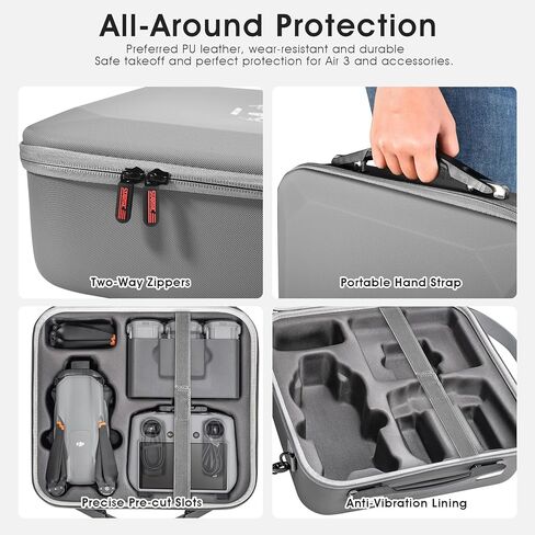 TIMETOP Air 3 Case, Portable Travel Bag Waterproof Carrying Case for DJI Air 3 Drone (DJI RC 2/RC-N2) Controller, Shockproof Carrying Case for DJI Air 3 Drone Fly More Combo Accessories in Kuwait